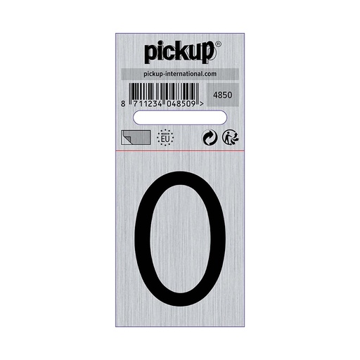 [4850] bord alulook cijfer 0 - 44x60 mm zelfklevend