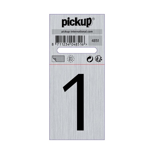 [4851] bord alulook cijfer 1 - 44x60 mm zelfklevend