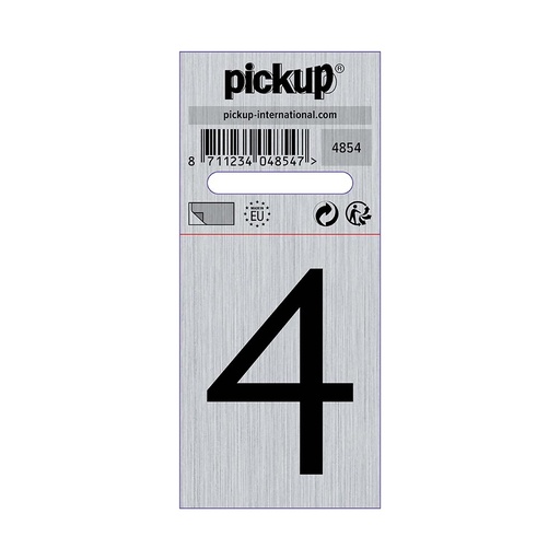 [4854] bord alulook cijfer 4 - 44x60 mm zelfklevend