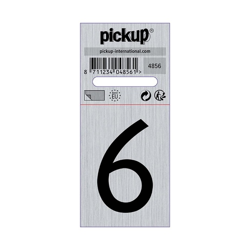 [4856] bord alulook cijfer 6 - 44x60 mm zelfklevend