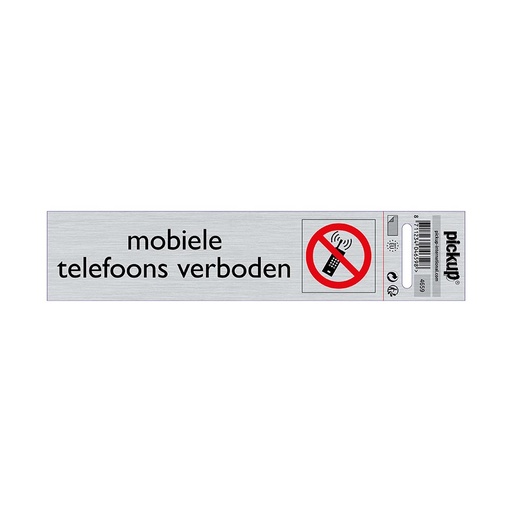 [4659] bord alulook mobiele telefoons verboden - 165x44 mm zelfklevend