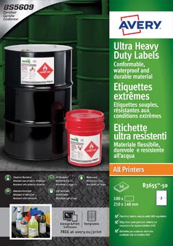[B365550] Avery Etiketten Ultra Heavy Duty, Ft 210 X 148 Mm, Wit, Pak Van 100 Etiketten