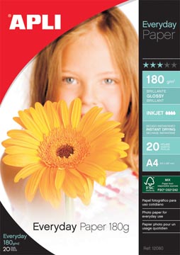 [12080] Apli Fotopapier Everyday Ft A4, 180 G, Pak Van 20 Vel