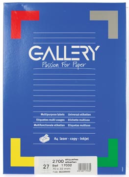[17032] gallery witte etiketten ft 70 x 32 mm (b x h), rechte hoeken, doos van 2.700 etiketten