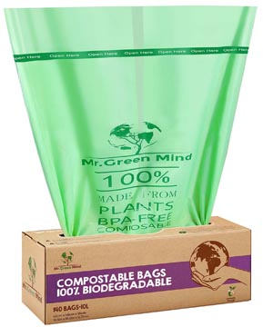 [204083] Mr. Green Mind vuilniszakken Bio, 10 liter, groen, doos van 140 stuks
