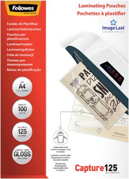 [CRC53074] Fellowes Imagelast Lamineerhoes Capture125 Ft A4, 250 Micron (2 X 125 Micron), Pak Van 100 Stuks