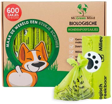 [204137] Mr. Green Mind hondenpoepzakjes Bio, groen, doos van 600 stuks