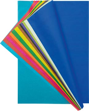 [90009F] Folia Zijdepapier Geassorteerde Kleuren: Donkerblauw, Wit, Lichtgroen, Paars, Zwart, Bruin, Geel, Groe...