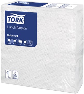 [509335]  Tork Servetten, Wit, 30X30Cm, 1 Laags, 100St