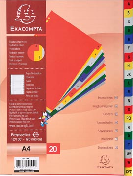 [94000E] tabbladen a4 pp a-z 20t ass