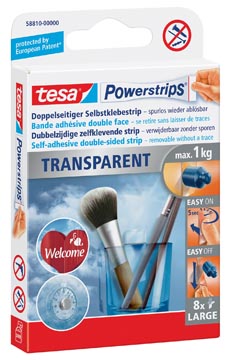 [58810T] TESA POWERSTRIPS 1KG TRAN BLS8