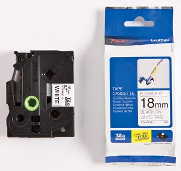 [TZEF241] brother tze flexibele gelamineerde tape voor p-touch 18 mm, zwart op wit