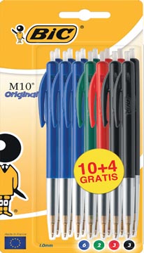 [888370] bic balpen m10 assort bls 10+4