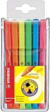[5556] stabilo flash markeerstift 6x
