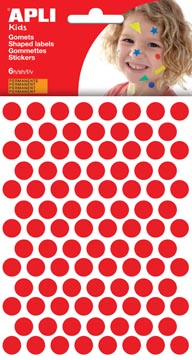 [13229] apli kids stickers, cirkel diameter 10,5 mm, blister met 528 stuks, rood