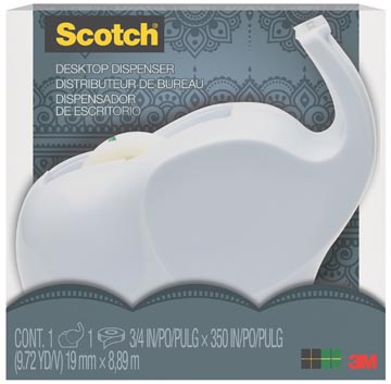 [C43] Plakbandhouder Scotch C43 olifant wit + 1 rol magic tape 19mmx8.89m