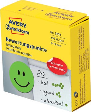 [3858A] avery rating dots smiley groen