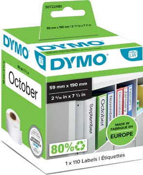 [99019] Dymo Etiketten Labelwriter Ft 190 X 59Mm, Wit, 110 Etiketten