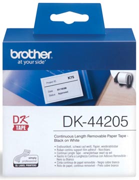 [DK44205] brother doorlopende labelrol voor ql, ft 62 mm x 30,48 m, papier, verwijderbaar