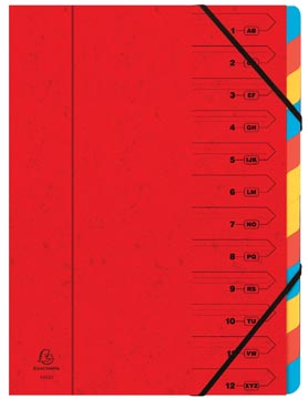 [54125E] voorordner 12 tabs rood