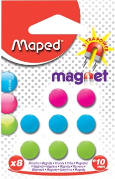[051100] Maped magneten, 10 mm, geassorteerde kleuren, blister van 8 stuks
