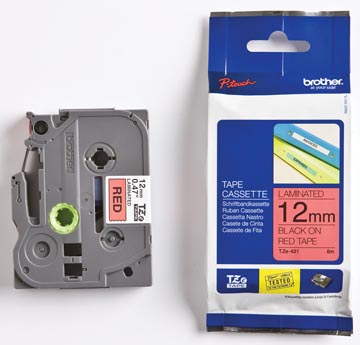 [TZE431] brother tape tze 12mm zwart/rd