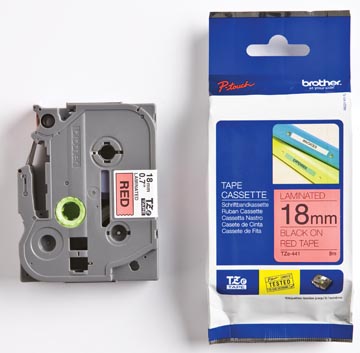 [TZE441] brother tape tze 18mm zw/rood