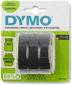 [S084773] dymo tape d3 9mm wt/zw bls3x