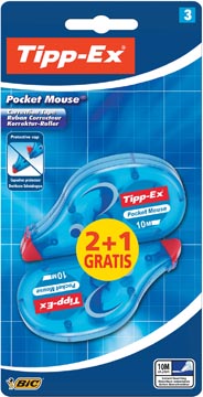 [890619] Tipp-Ex Correctieroller Pocket Mouse, Blister Met 2 + 1 Gratis