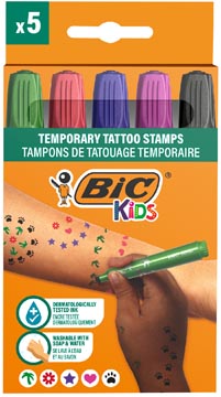 [516824] Bic Kids Tijdelijke Tattoo Stempels, Assorti, Set Van 5 Stuks