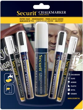 [6496263] securit krijtmarker wit mix 5x