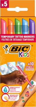 [516874] Bic Kids Tijdelijke Tattoo Stempels, Assorti, Set Van 5 Stuks