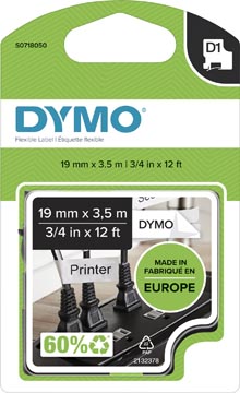 [16958] Dymo D1 flexibele nylontape 19 mm, zwart op wit
