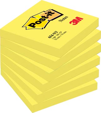 [654N] post-it notes, 100 vel, ft 76 x 76 mm, neongeel (1 stuk)