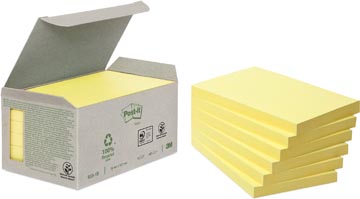[6551BR] Post-It Recycled Notes, 100 Vel, Ft 76 X 127 Mm, Geel, Pak Van 6 Blokken