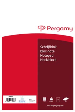 [990603] Pergamy Schrijfblok, 60 G/M², Ft A4, 100 Vel, Geruit 5 Mm