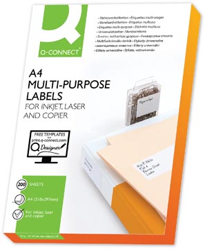 [KF15566] q-connect etiketten, wit, rechte hoeken, 210 x 148,5 mm, 200 vel, 2 etiketten per vel