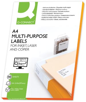 [KF10660] Q-CONNECT etiketten, wit, rechte hoeken, 105 x 148,5 mm, 100 vel, 4 etiketten per vel