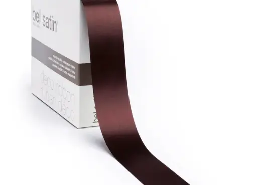 [5151992576] bel satin ribbon 100m/25mm (dark chocolade 76)