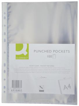 [KF15437] Q-Connect Showtas Q-Connect Geperforeerde Showtas 11-Gaatsperforatie, Glashelder, 60 Micron, Pak Van 100 Stuks
