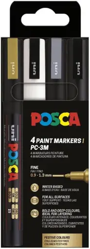[PC3M/4A PFASS09] etui pf 4 posca pc3m assortiment (n/bl/ar/or)