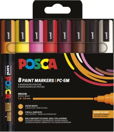 [PC5M/8APFASS15] etui pf 8 posca pc5m assortiment(i/j/re/o/r/lv/m/n)