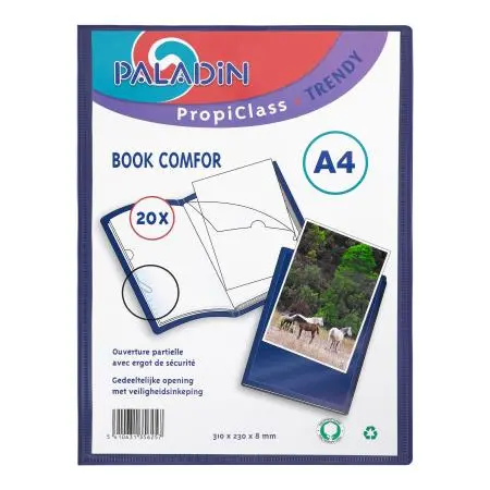 [3596201] Paladin - Trendy Showalbum A4 Personaliseerbaar 20 Tassen. Blauw.