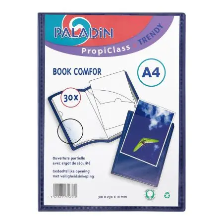[3596301] Paladin - Trendy Showalbum A4 Personaliseerbaar 30 Tassen. Blauw.