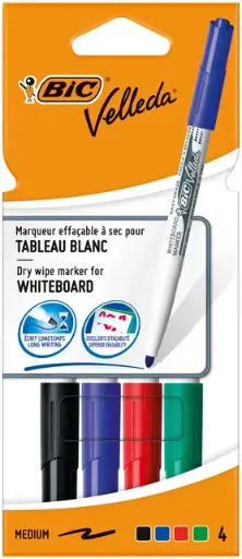 [1744V] Whiteboardmarker Bic 1741 1,4Mm Rond Assorti 4 Stuks In Blister