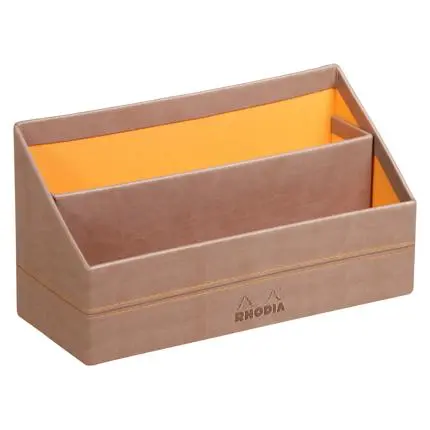 [318844C] Rhodiarama Brievenhouder In Italiaans Kunstleer 25X10X14 Cm - Taupe
