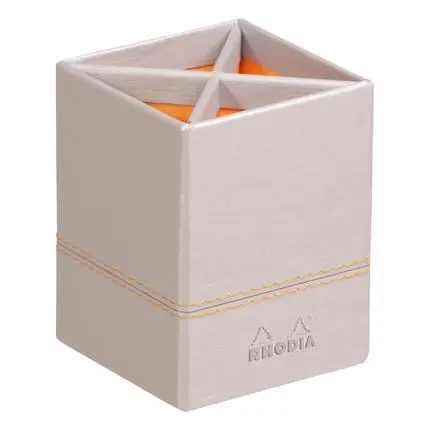 [318811C] Rhodiarama Pennenhouder In Italiaans Kunstleer 8X8X11 Cm - Zilver