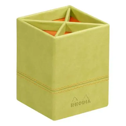 [318816C] Rhodiarama Pennenhouder In Italiaans Kunstleer 8X8X11 Cm - Anijsgroen