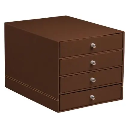 [194570C] Rhodiarama Box Met 4 Laden In Italiaans Kunstleer 24,8X32,7X22,8 Cm - Brons