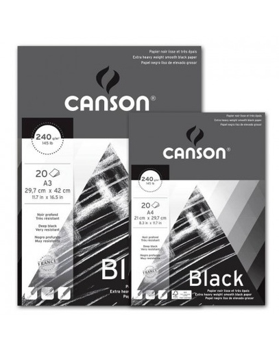 [C31250P018] Canson Zwart 29,7X42 240Gr 20Vel